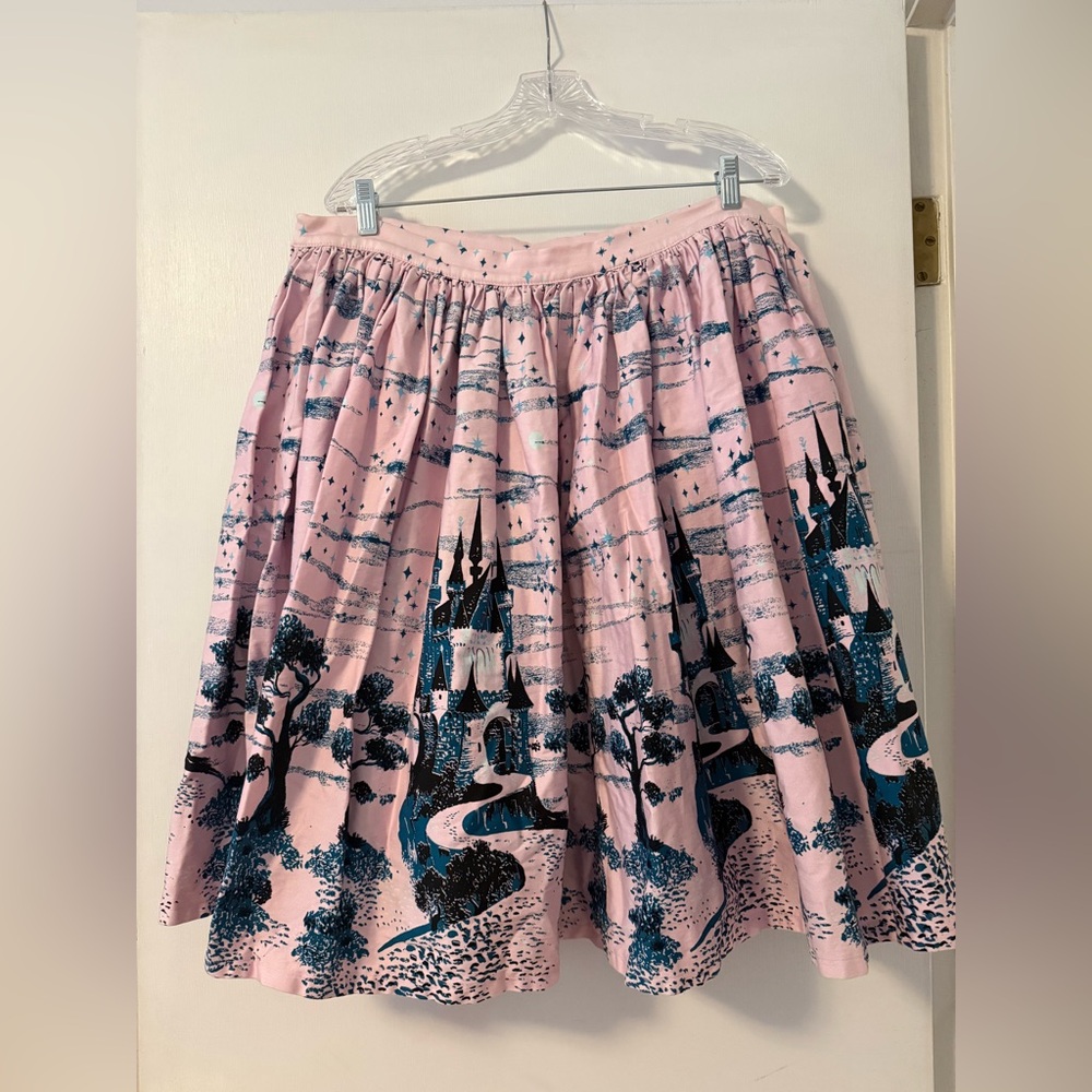 Pinup Couture Disney Aurora Pink Blue Castle Skirt Plus 2X Disneyland Retro cute